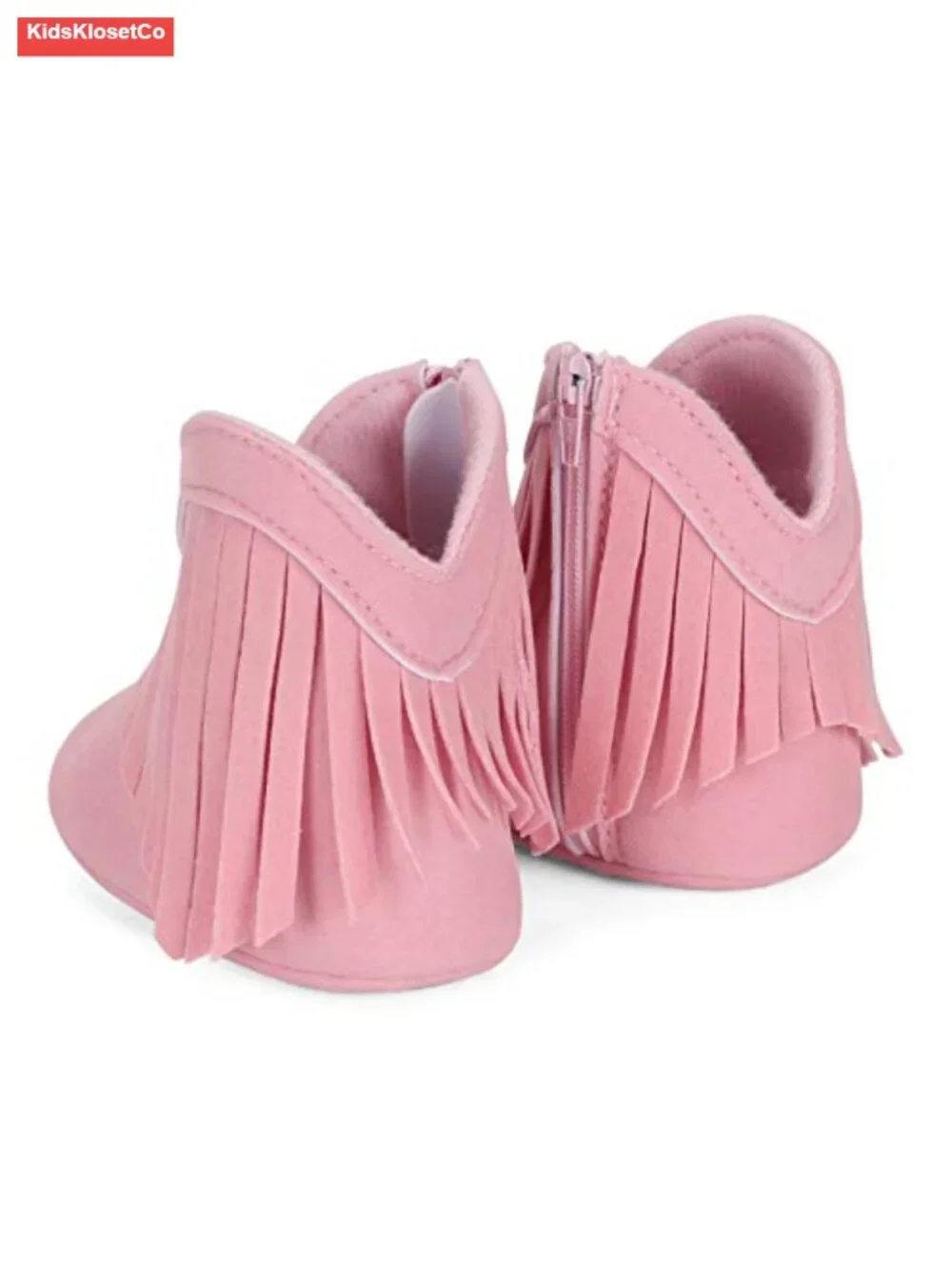 Baby Girls' Cowboy Tassel Boots with Zipper Closure, Soft Cotton Sole